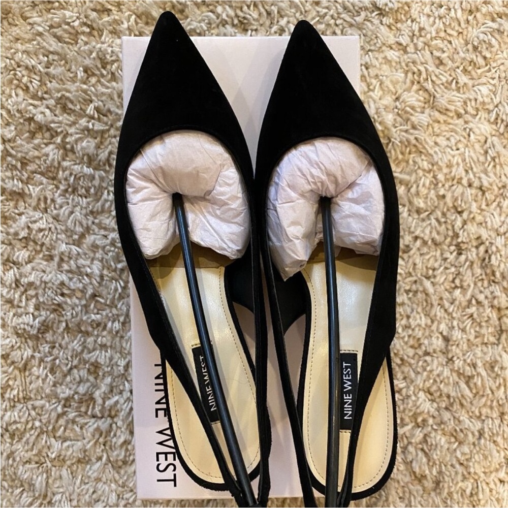 Nine West Black Suede Slingback Pumps